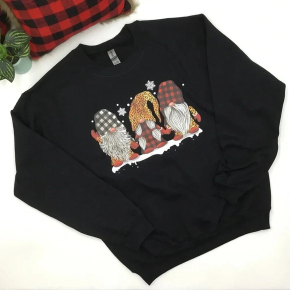 GNOME CHRISTMAS SWEATSHIRT Black Holiday Crewneck NEW! Various Sizes - Picture 3 of 4